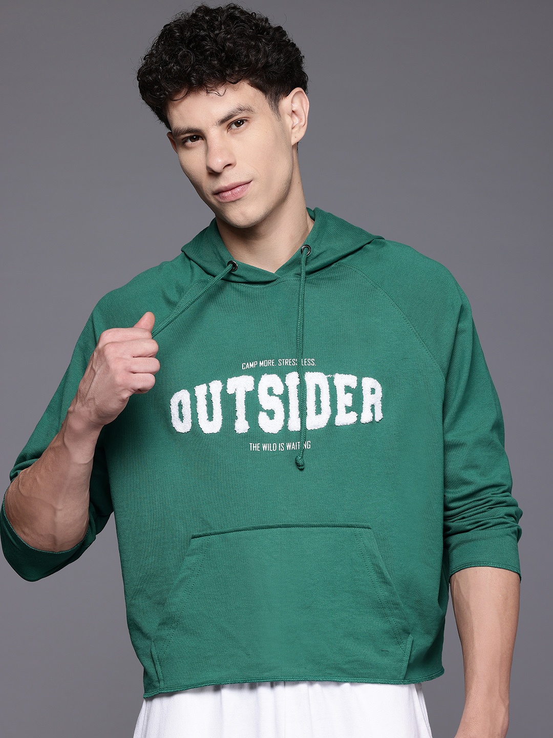 

HRX by Hrithik Roshan Applique Detail Hooded Sweatshirt, Green
