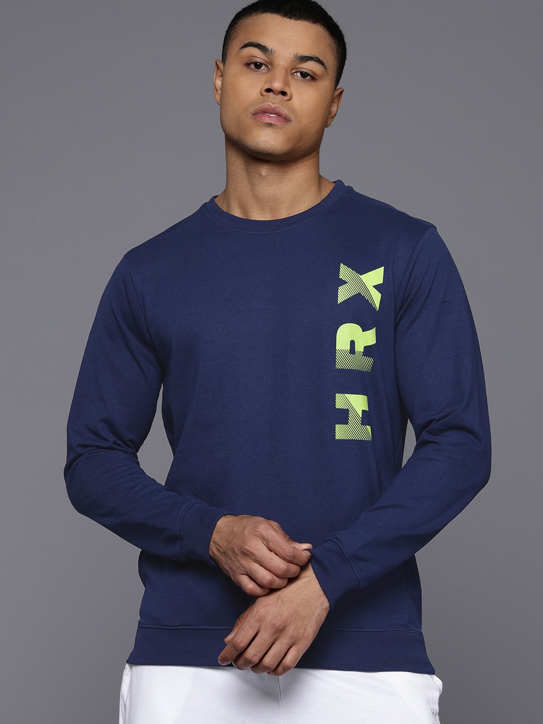 

HRX by Hrithik Roshan Brand Logo Printed Sweatshirt, Navy blue