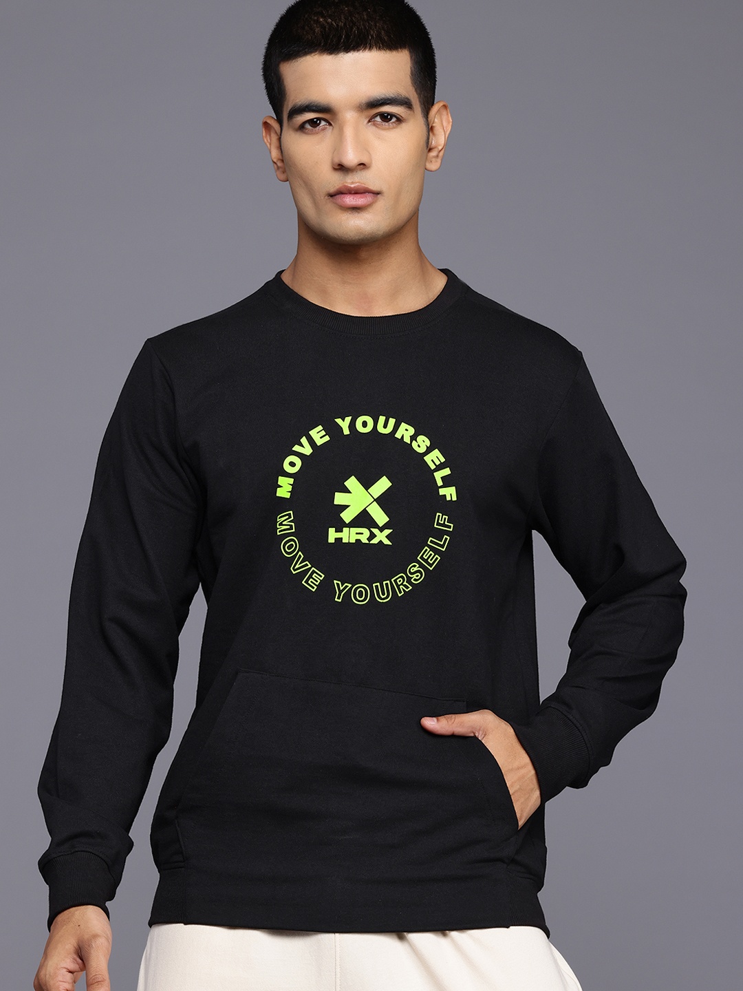 

HRX by Hrithik Roshan Typography Print Training Sweatshirt, Black