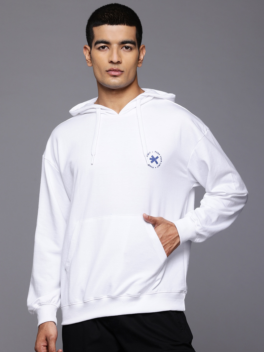 

HRX by Hrithik Roshan Graphic Printed Back Hooded Sweatshirt, White