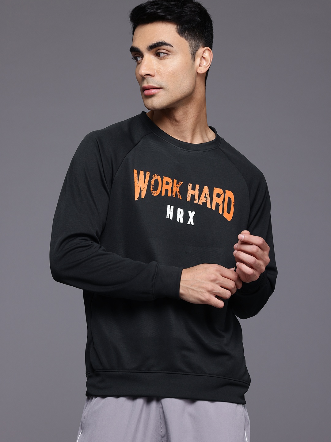 

HRX by Hrithik Roshan Printed Training Sweatshirt, Black