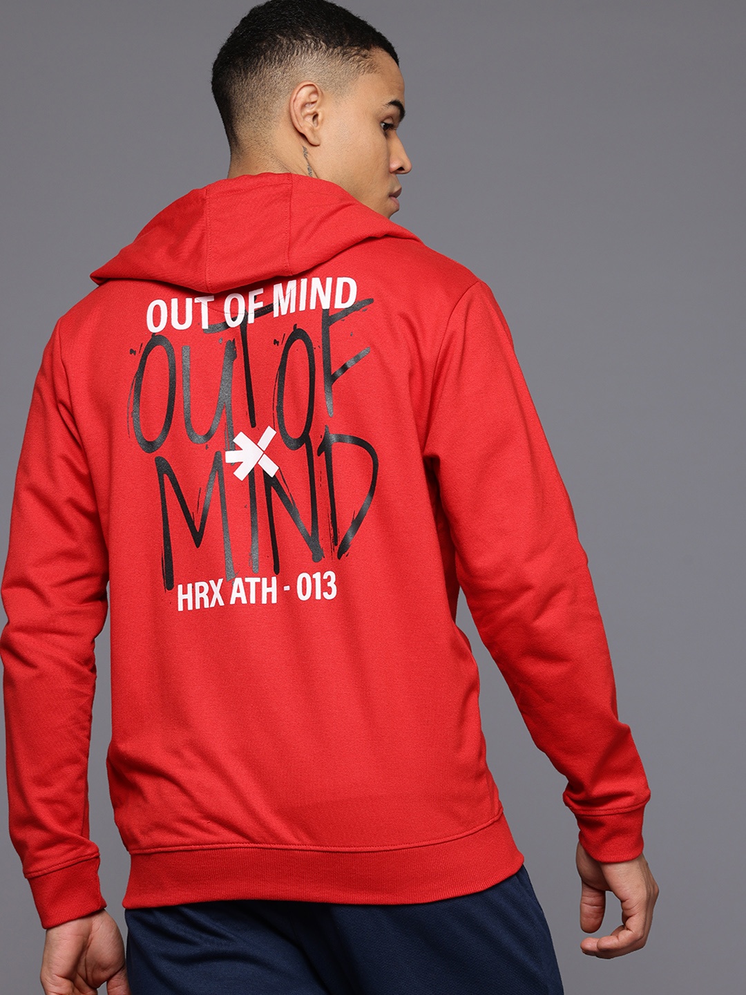 

HRX by Hrithik Roshan Typography Printed Hooded Sweatshirt, Red
