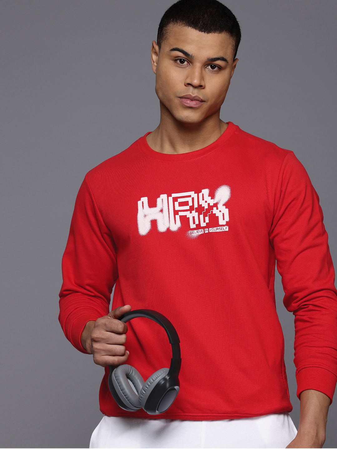 

HRX by Hrithik Roshan Brand Logo Printed Sweatshirt, Red