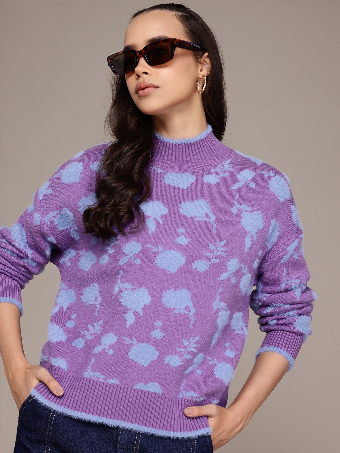 

The Roadster Lifestyle Co. Floral Print Pullover, Purple