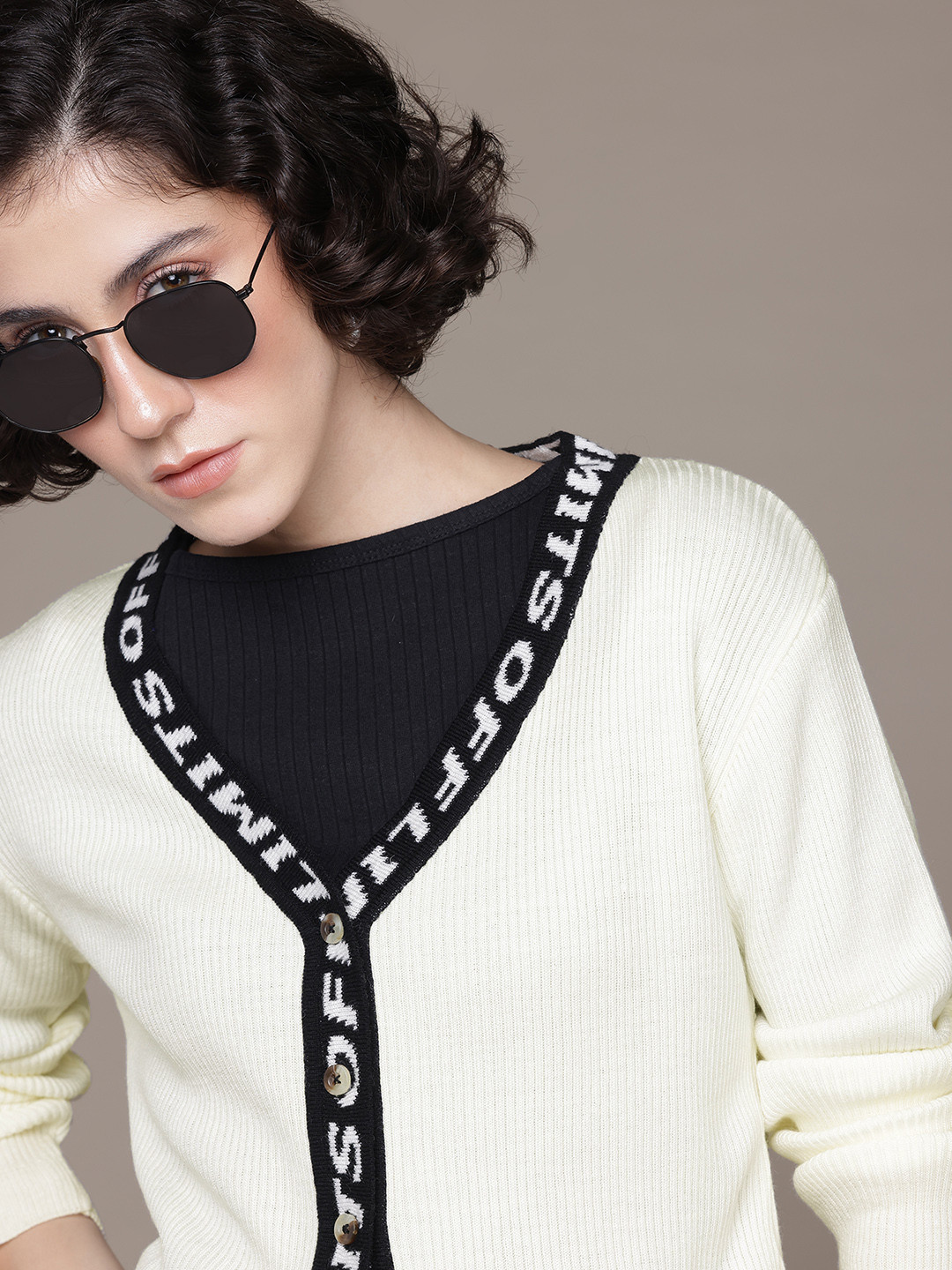 

The Roadster Lifestyle Co. Ribbed Acrylic Cardigan, Cream