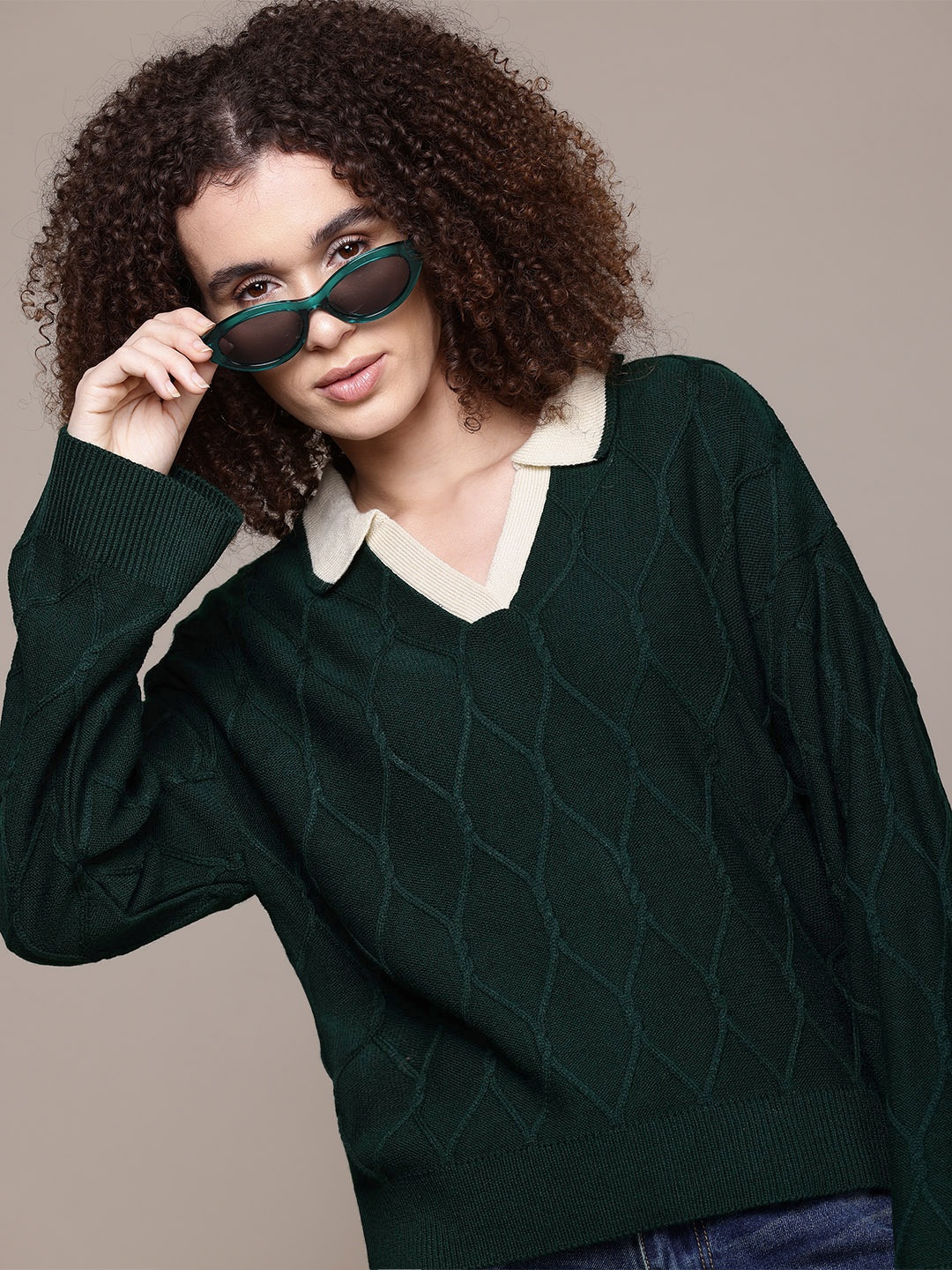 

The Roadster Lifestyle Co. Pullover With Shirt Collar, Green