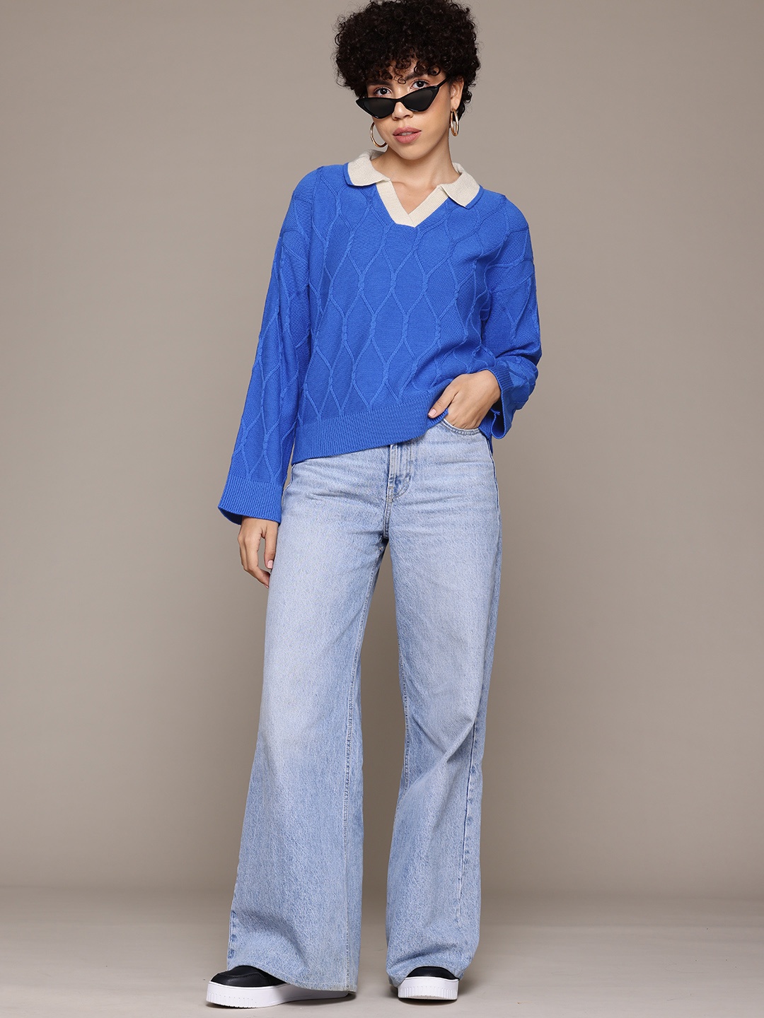 

The Roadster Lifestyle Co. Cable Knit Pullover, Blue