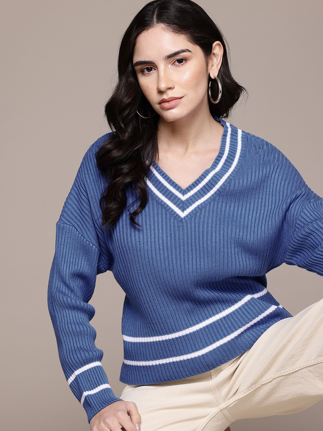 

The Roadster Lifestyle Co. Women Acrylic Pullover, Blue