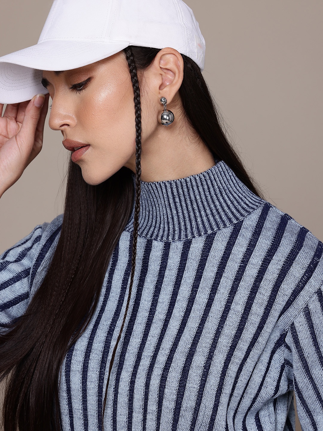 

The Roadster Lifestyle Co. High Neck Ribbed Pullover, Blue