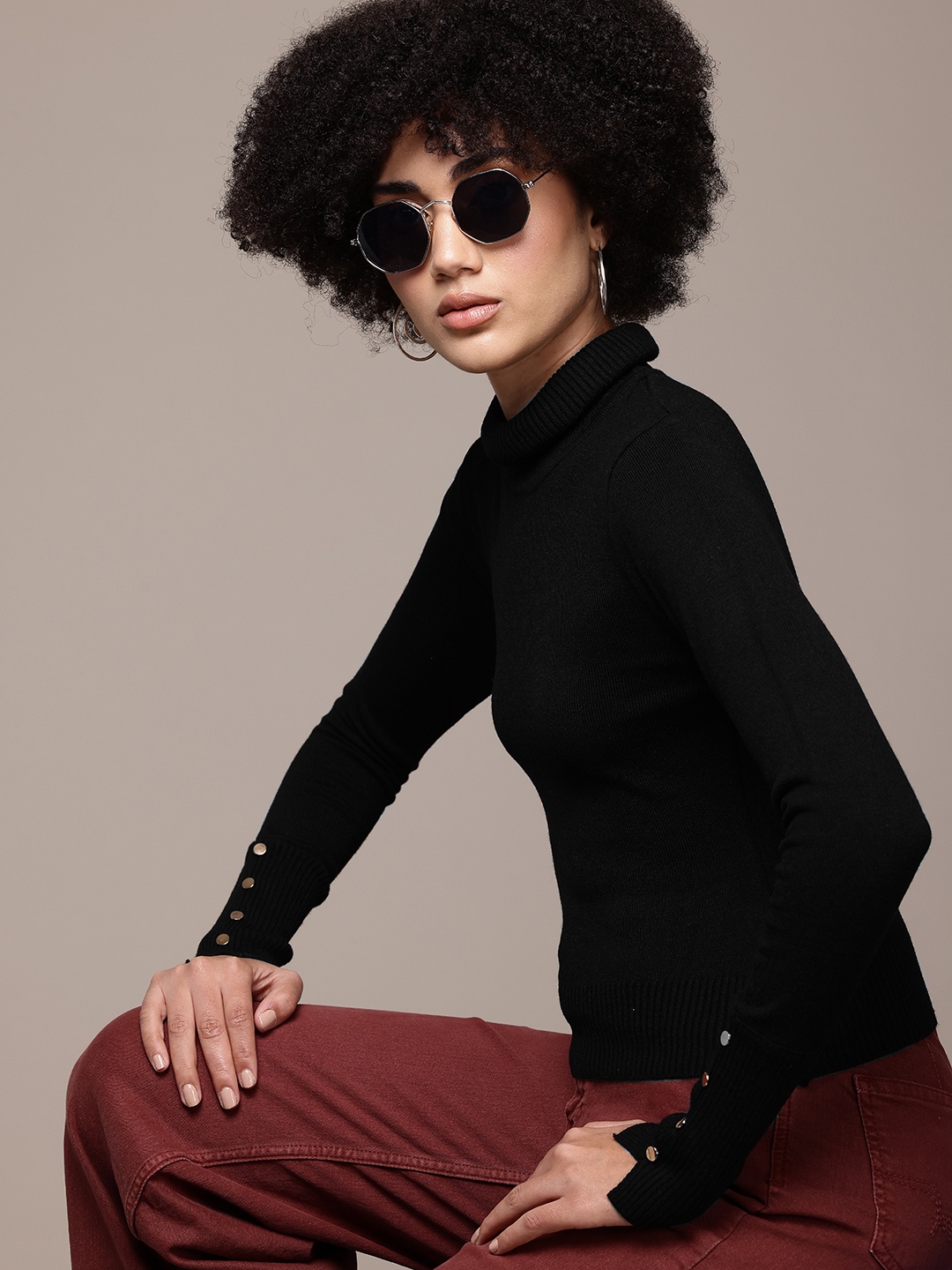 

The Roadster Lifestyle Co. Turtle Neck Sweater, Black