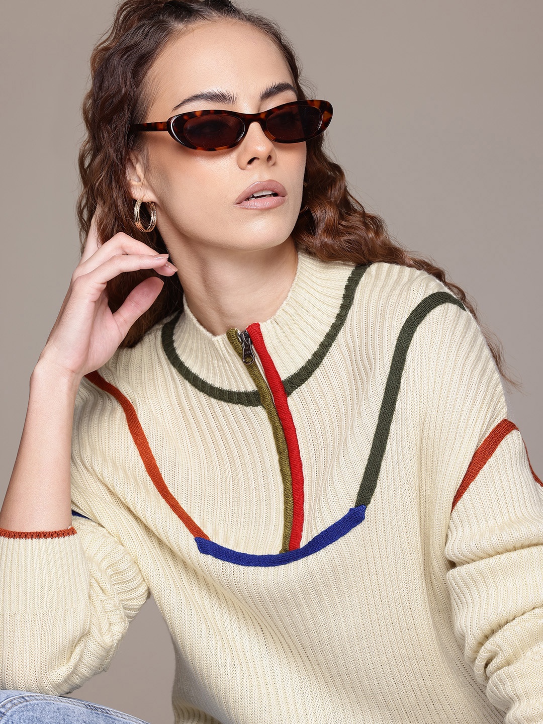 

The Roadster Lifestyle Co. Women Acrylic Pullover, Cream