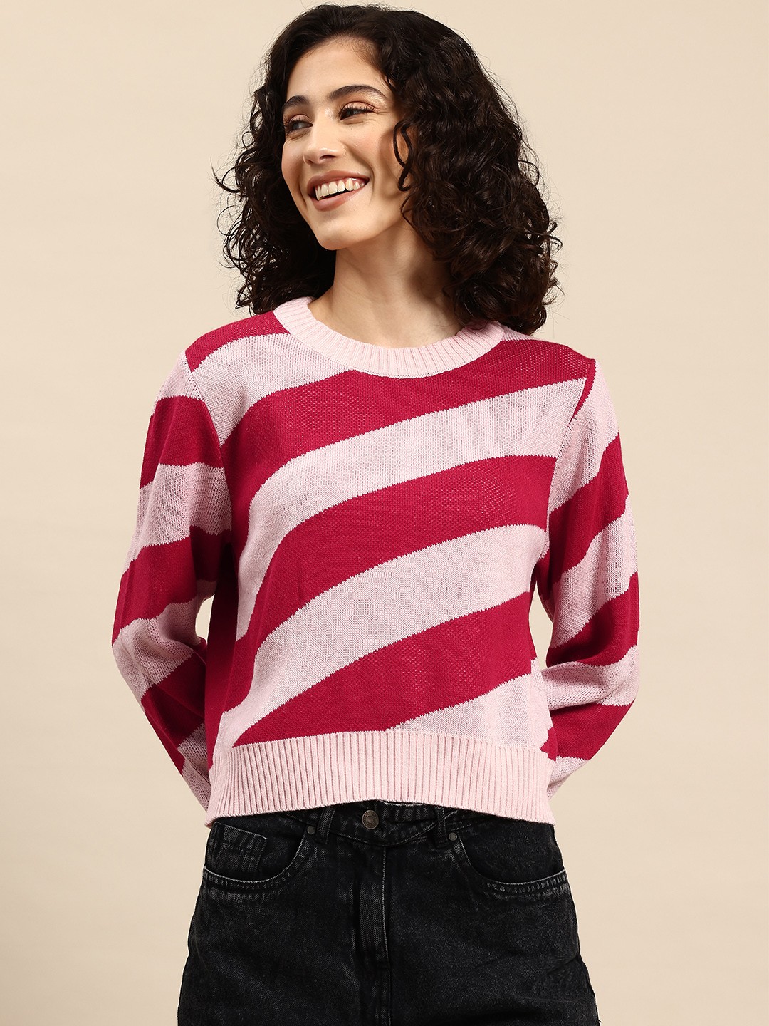

Mast & Harbour Striped Pullover, Red