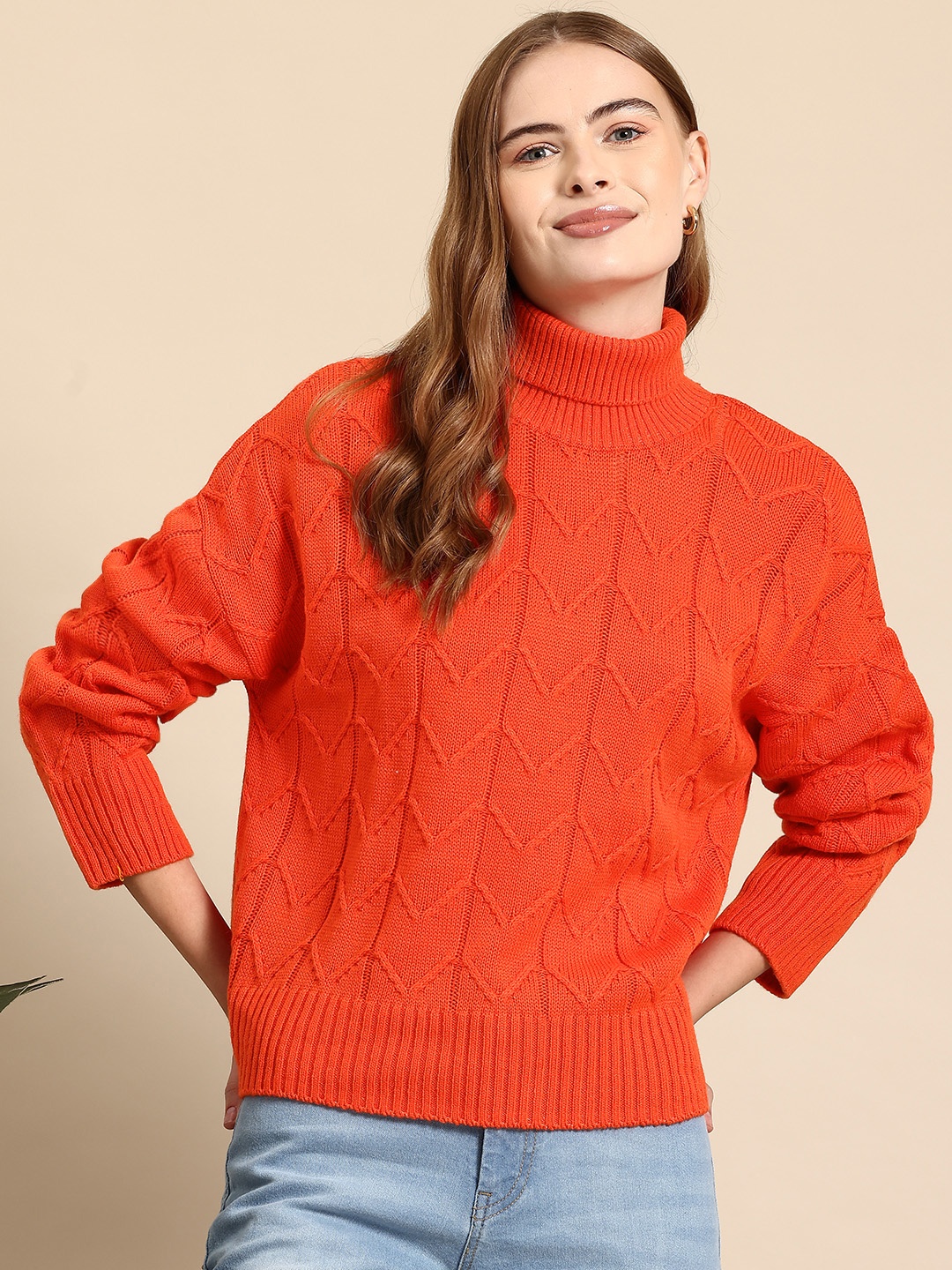 

Mast & Harbour Acrylic Self Designed Pullover, Orange