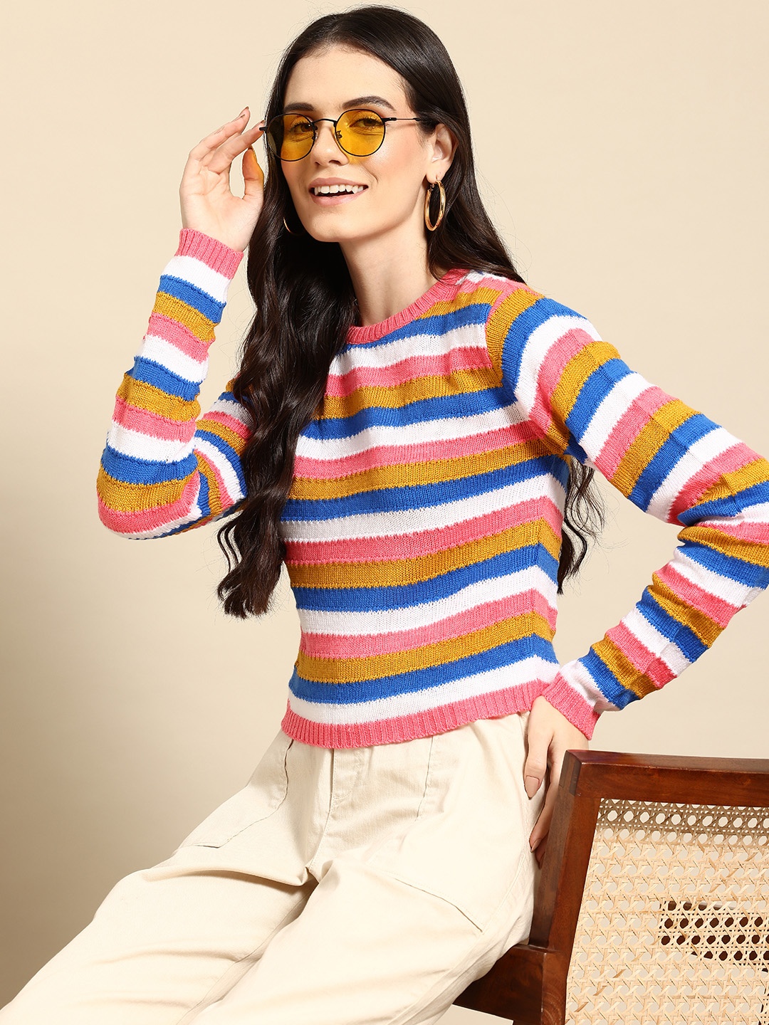 

Mast & Harbour Striped Pullover, Multi