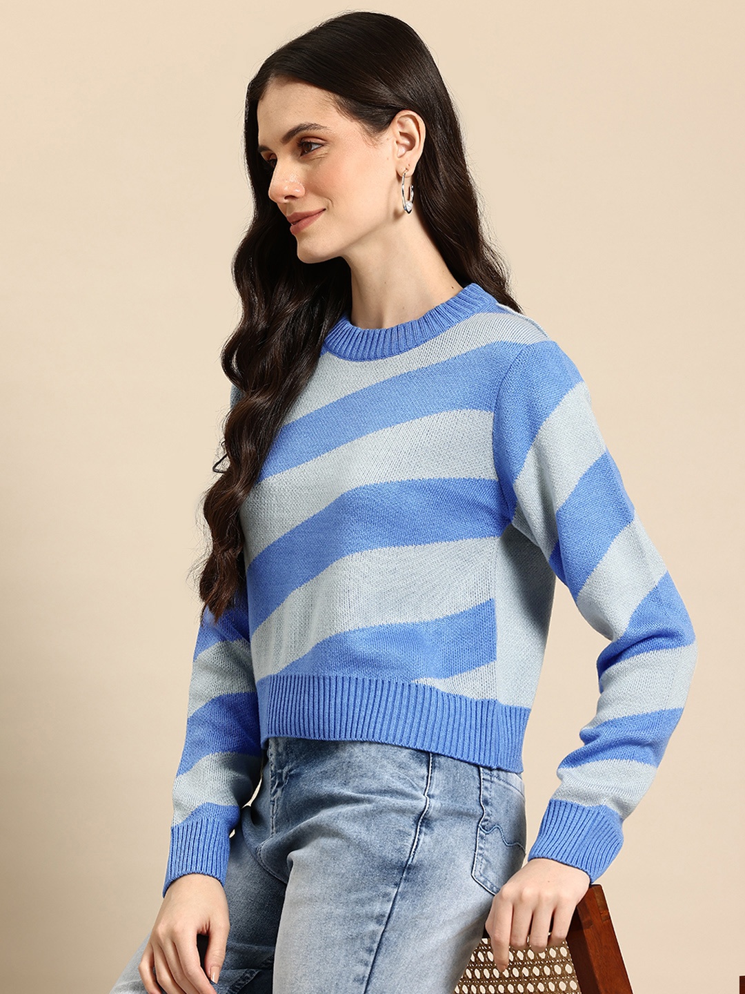 

Mast & Harbour Colourblocked Pure Acrylic Pullover, Blue