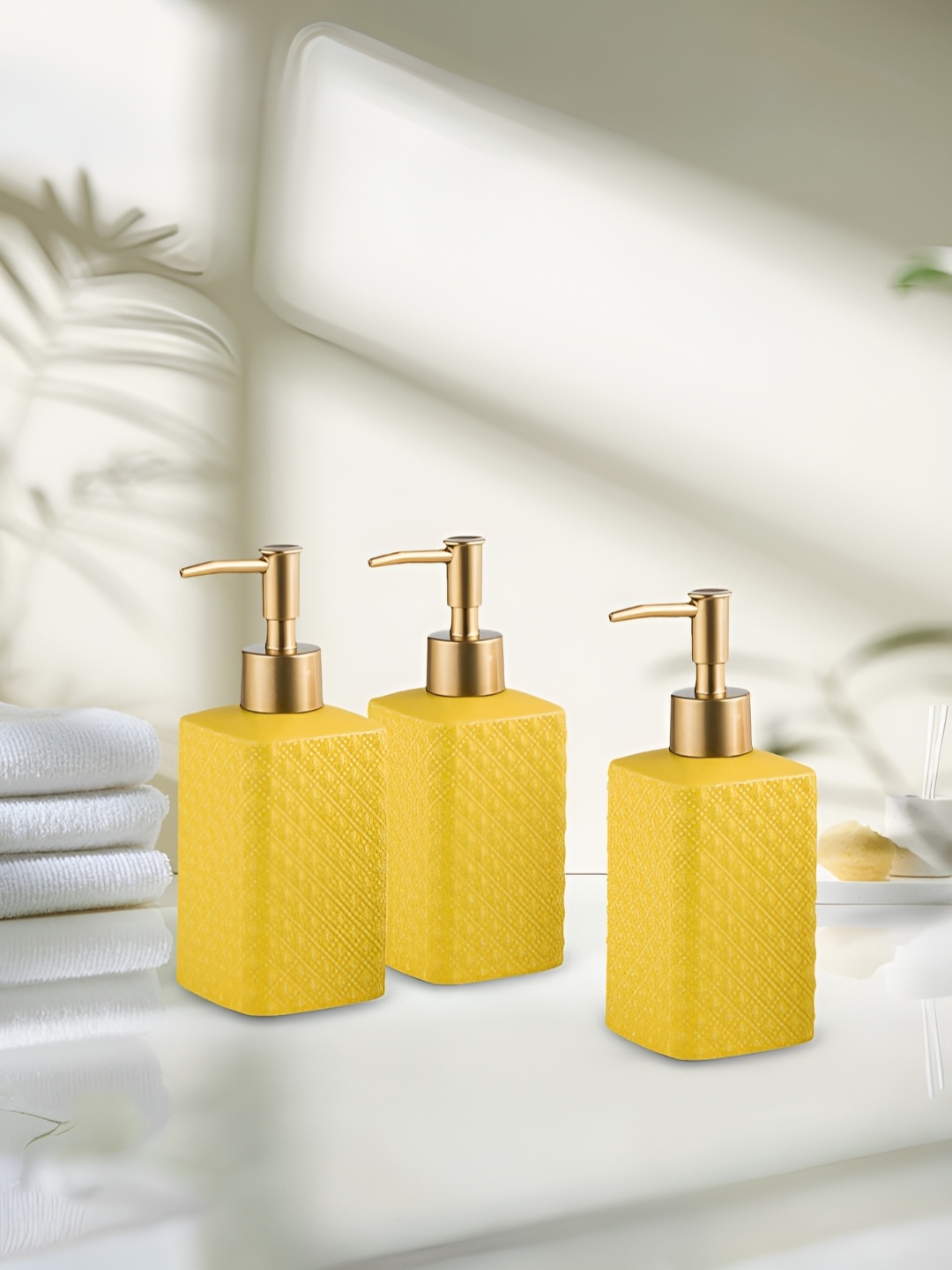 

The Better Home Yellow 3 Ceramic Soap Dispenser