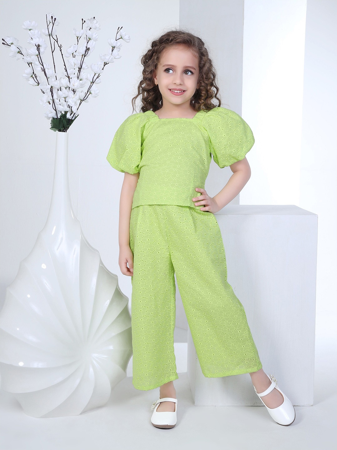 

Peppermint Girls Top with Palazzos, Green