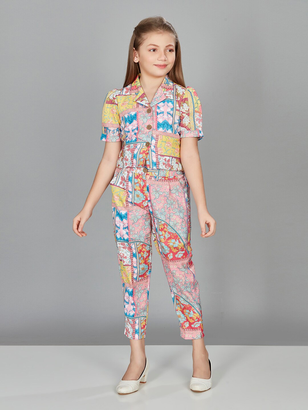 

Peppermint Girls Printed Top with Trousers, Pink