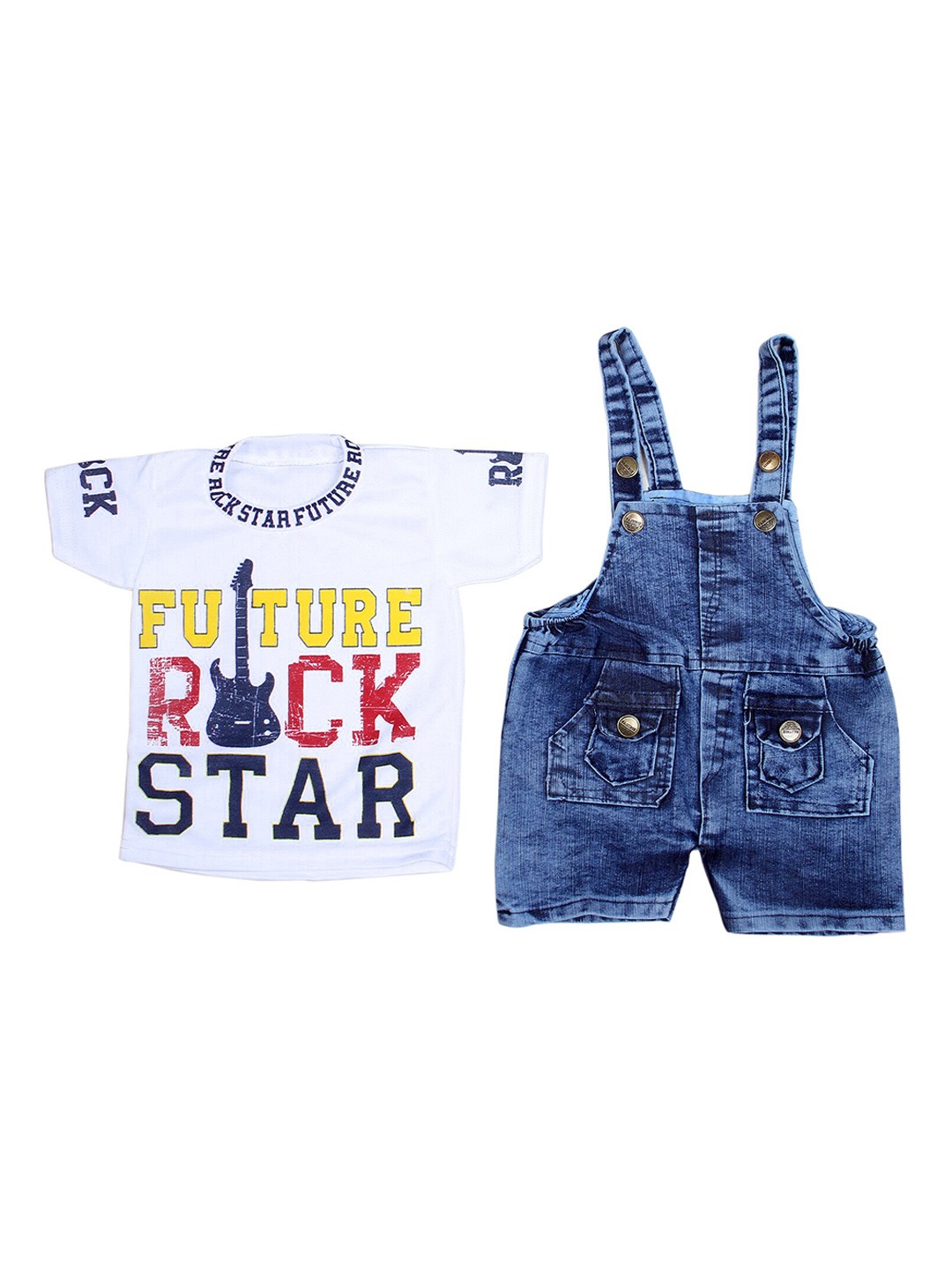 

BAESD Infants Slim-Fit Denim Dungarees With T-Shirt, White