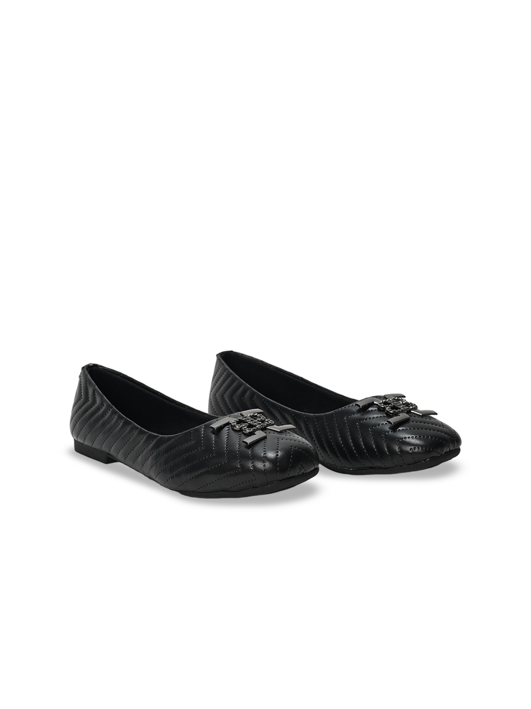 

SCENTRA Textured Embellished Ballerinas, Black