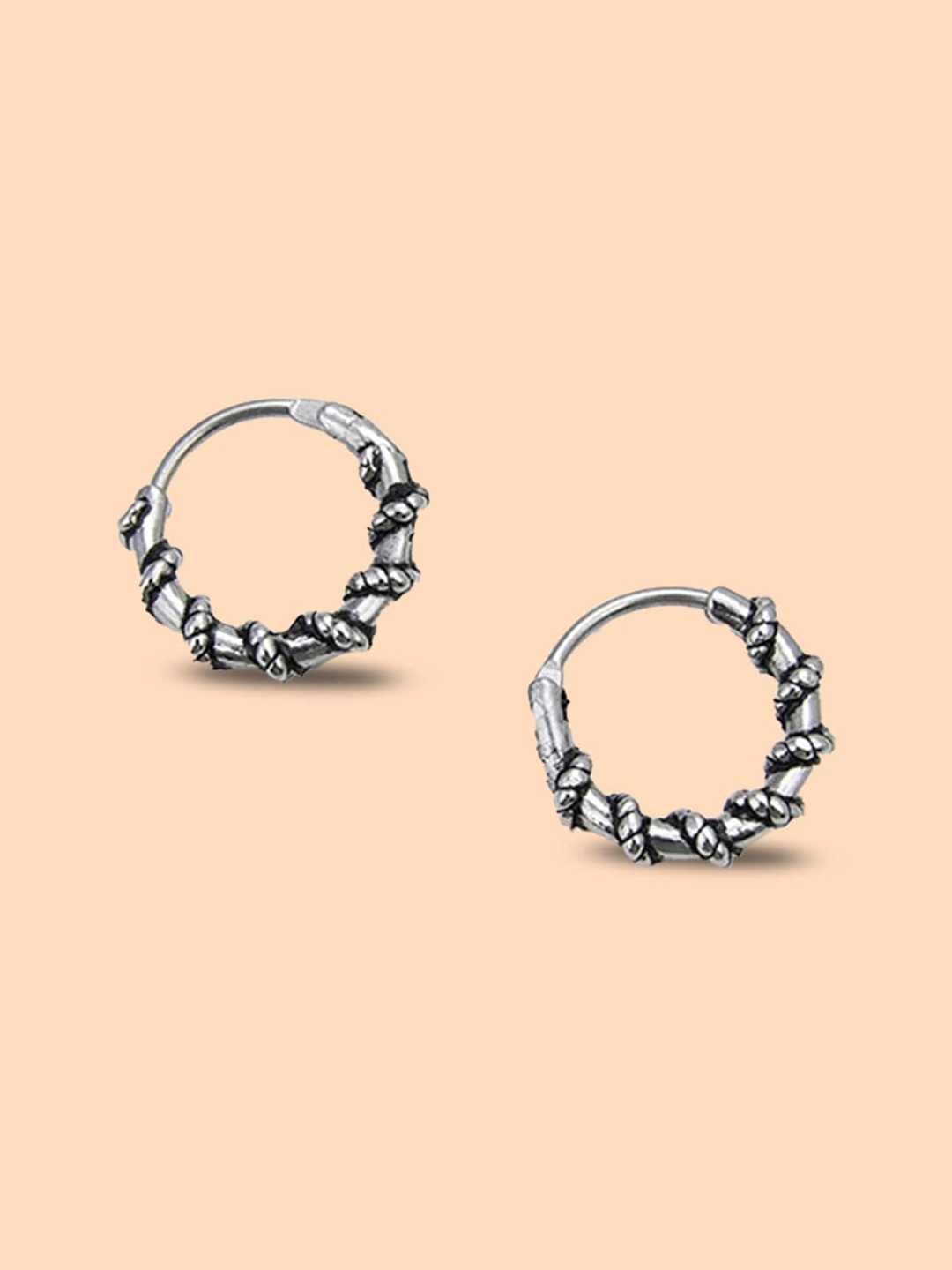 

FIMBUL Men Sterling Silver Oxidised Classic Hoop Earrings