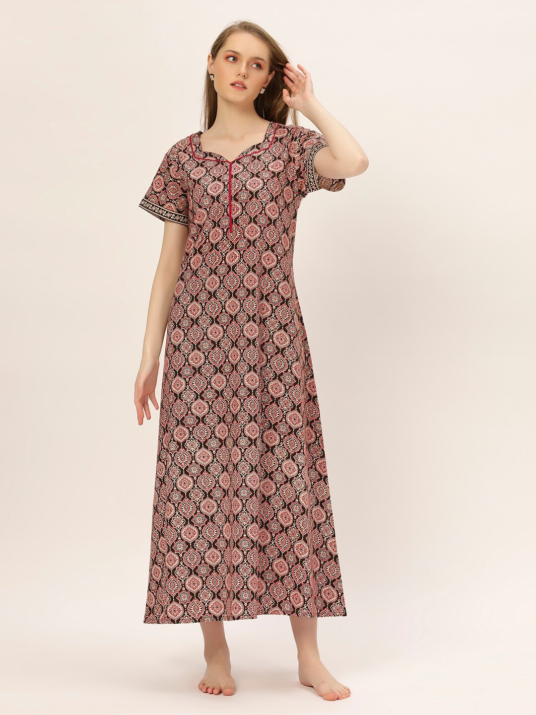 

ETC Printed Maxi Nightdress, Olive