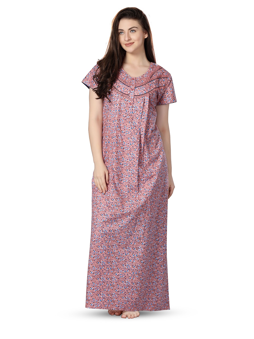 

Soulemo Pure Cotton Maxi Nightdress, Peach