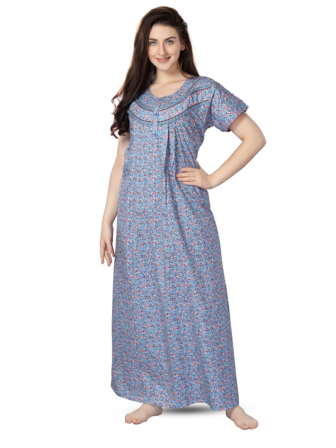 

Soulemo Pure Cotton Maxi Nightdress, Blue