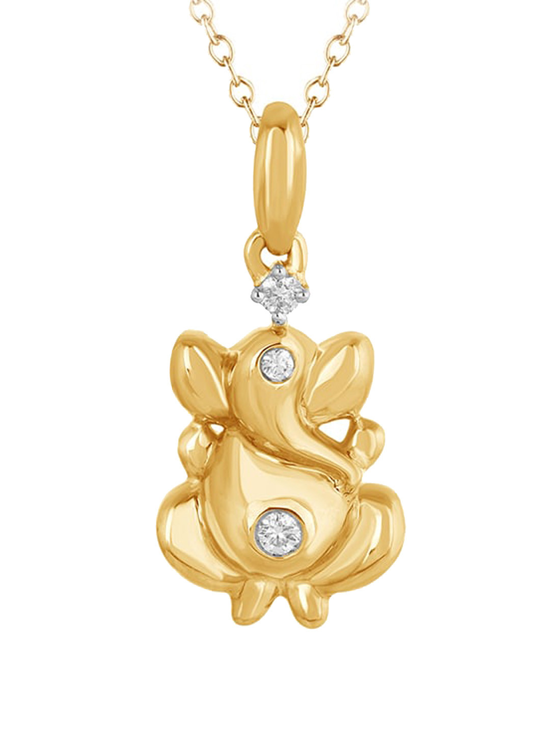 

SENCO 14KT Gold Lord Ganesha Diamond Studded Pendant-1.5 gm