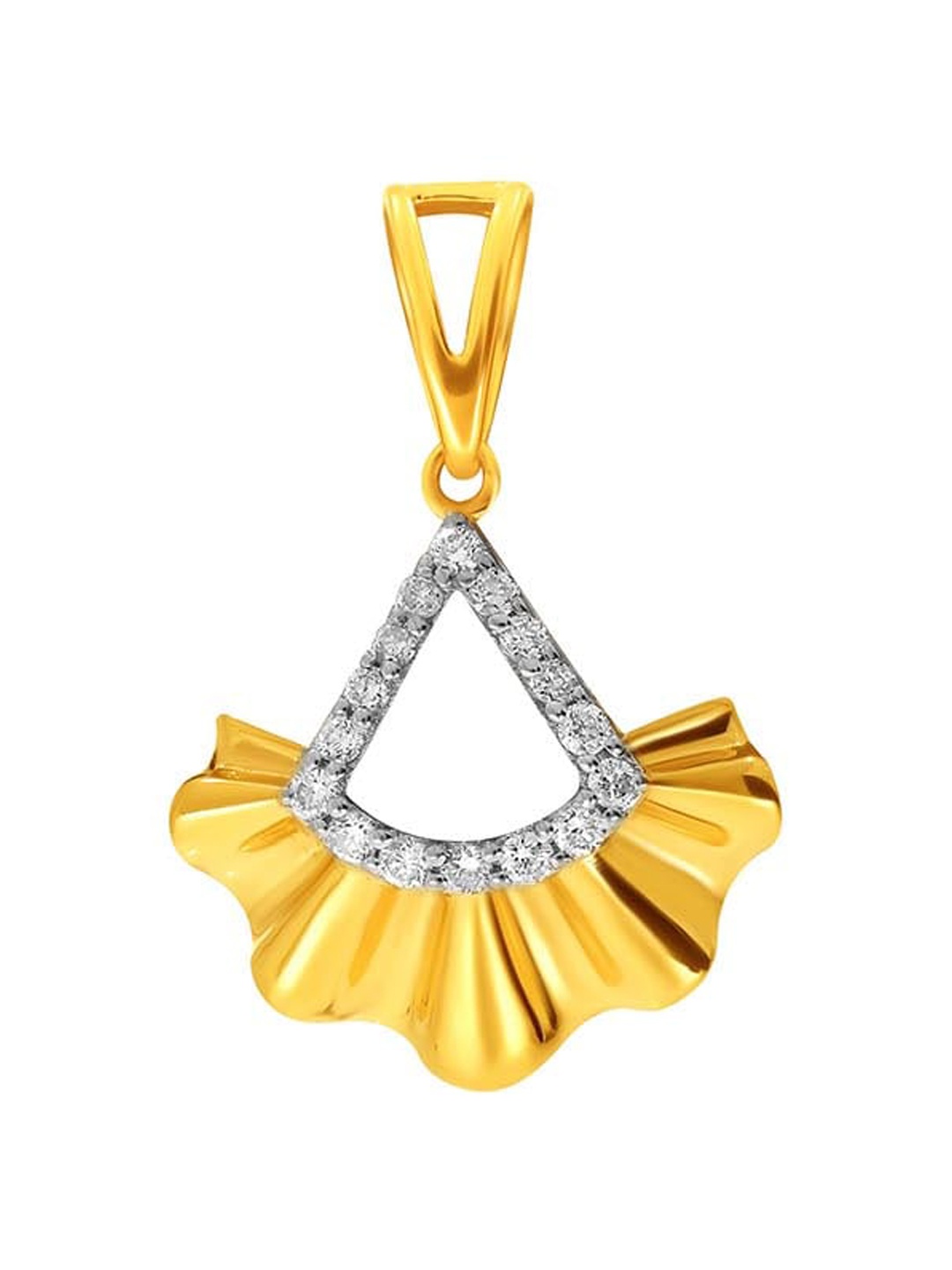 

SENCO 14KT Gold Flowy Elegance Diamond Studded Pendant-1.2 gm
