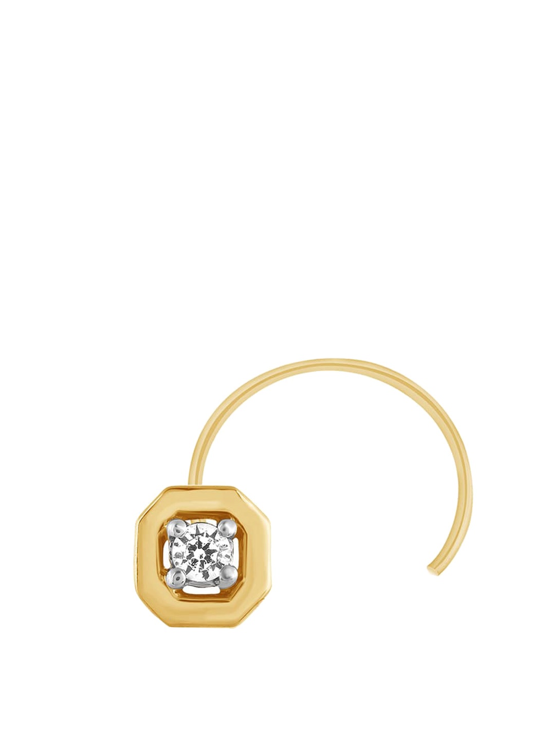 

SENCO 14KT Gold Octagonal Diamond Studded Nosepin-0.35 gm