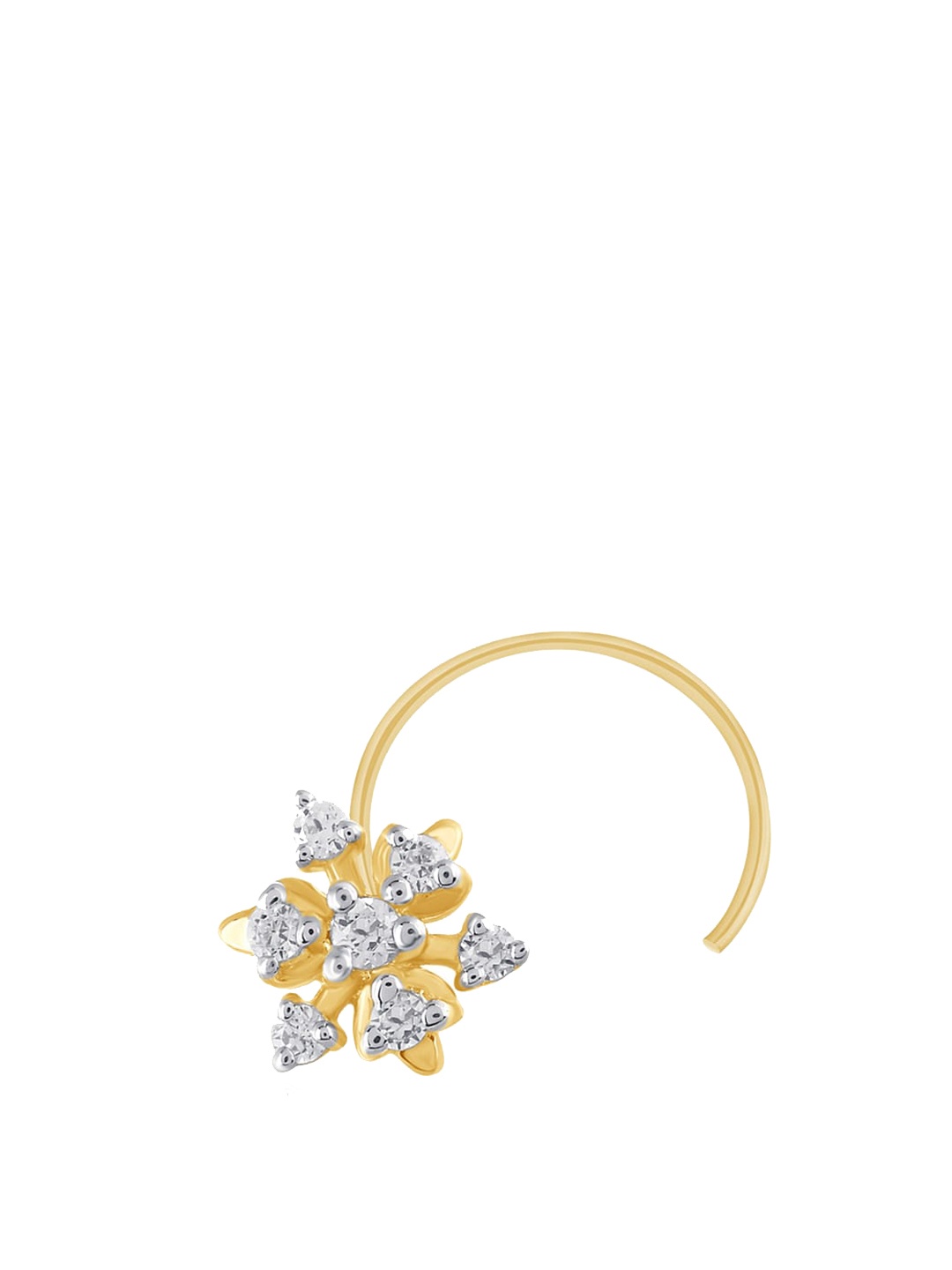 

SENCO 14KT Gold Splendid Flower Diamond Studded Nosepin- 0.3 gm