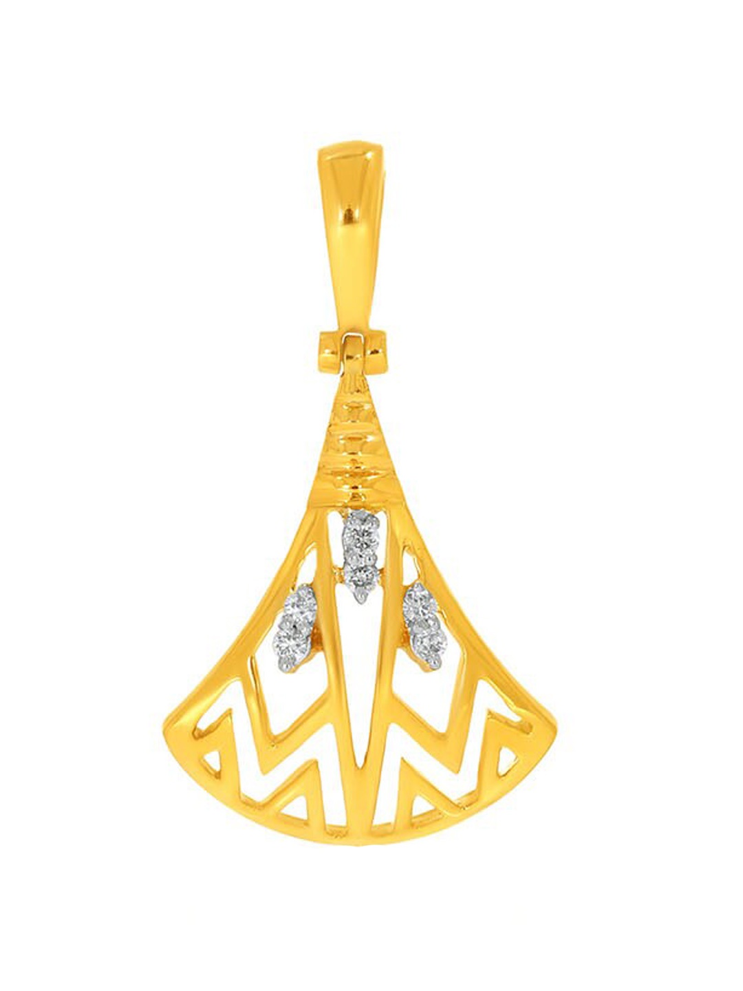 

SENCO 18KT Gold Diamond Shiny Chime Studded Pendant-1.4 gm