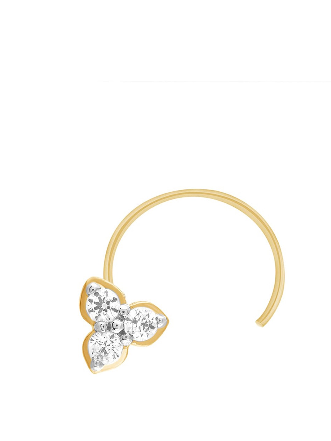 

SENCO 14KT Gold Tiny Floral Diamond Studded Nosepin-0.35 gm