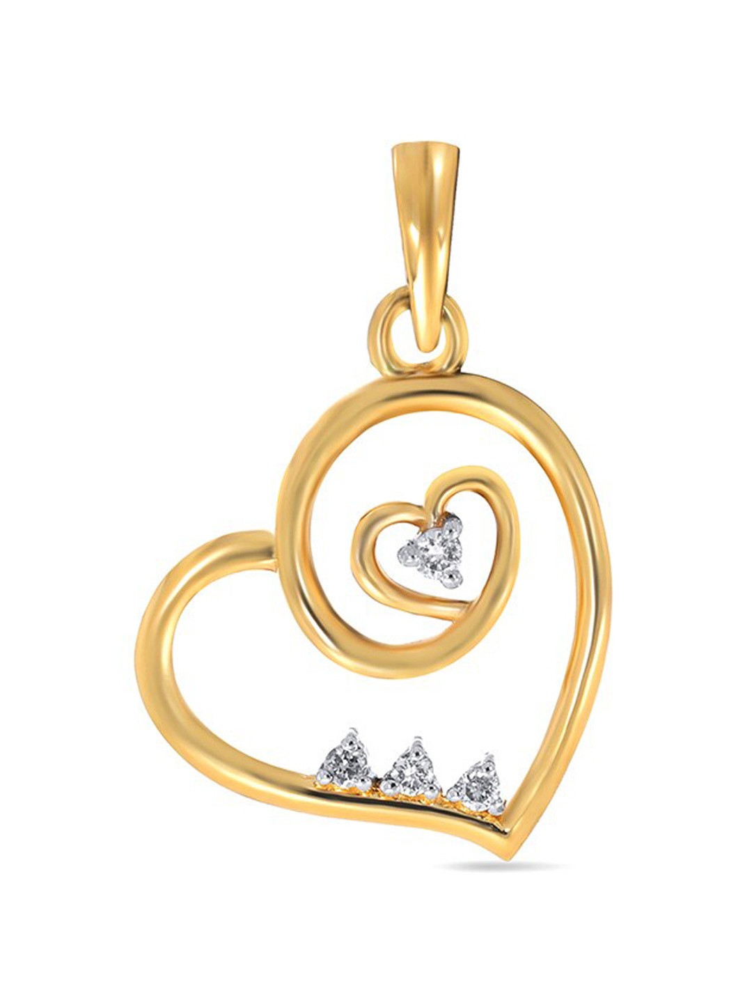

SENCO 14KT Gold Whisper of Heart Diamond Studded Pendant-1.4 gm