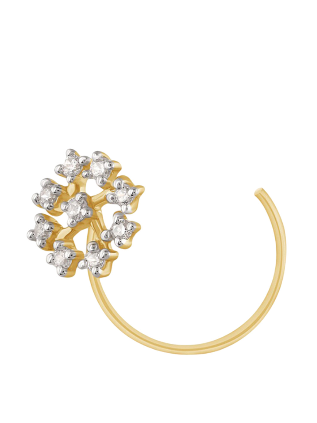 

SENCO 14KT Gold Sparkling Chakra Diamond Studded Nosepin- 0.3 gm