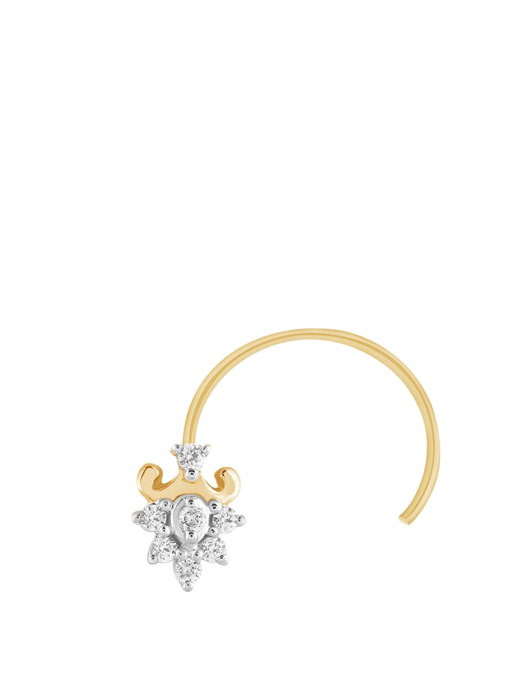 

SENCO 14KT Gold Blossomy Diamond Studded Nosepin- 0.5 gm