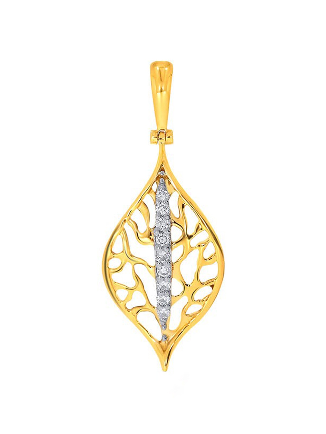 

SENCO 18KT Gold Enchanting Leaf Diamond Studded Pendant-1.5 gm