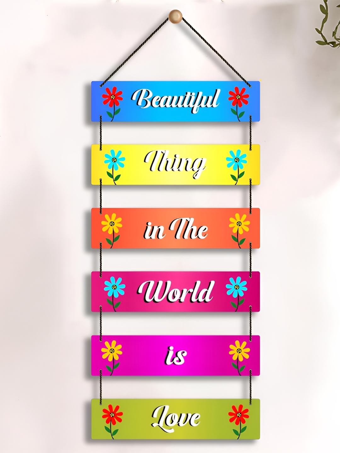 

Home Delight Blue & Yellow Printed Wooden Wall Hanging
