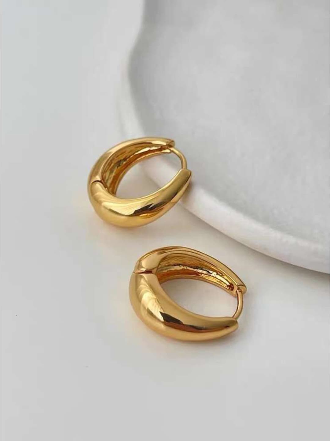 

VAGHBHATT Stainless Steel Circular Studs Earrings, Gold