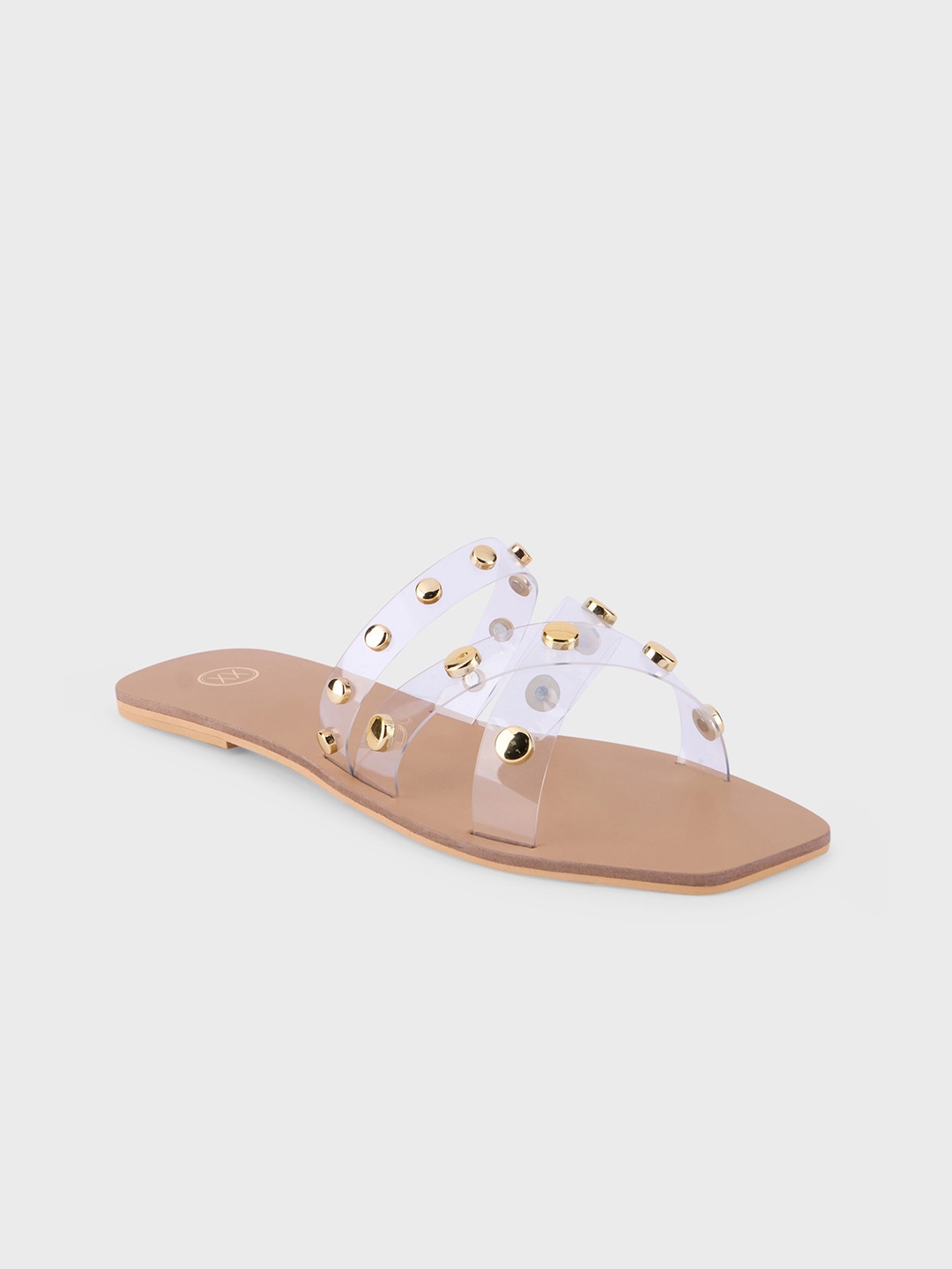 

20Dresses Embellished Open Toe Flats, Beige