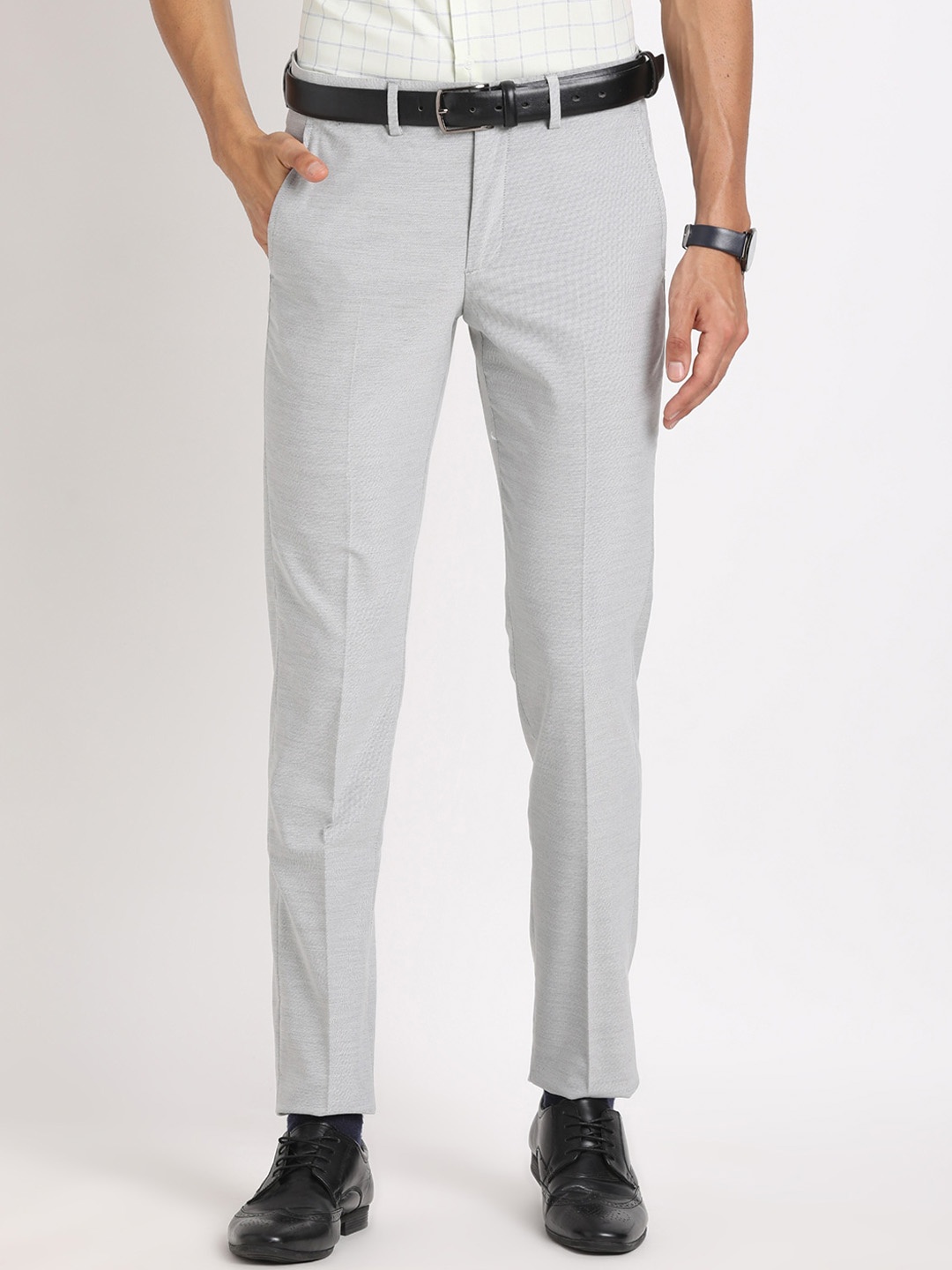 

Turtle Men Tailored Slim Fit Formal Trousers, Grey