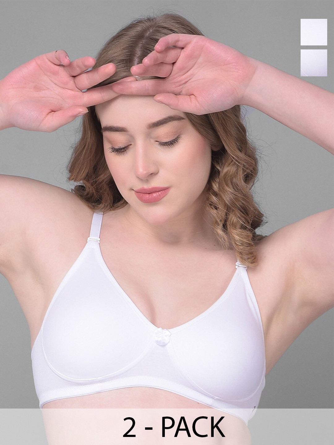 

Dollar Missy Pack Of 2 Full Coverage Basic Support Cotton T-Shirt Bra With All Day Comfort, White