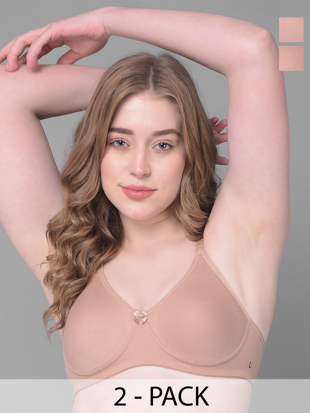 

Dollar Missy Pack Of 2 Full Coverage Cotton T-shirt Bras With All Day Comfort, Beige