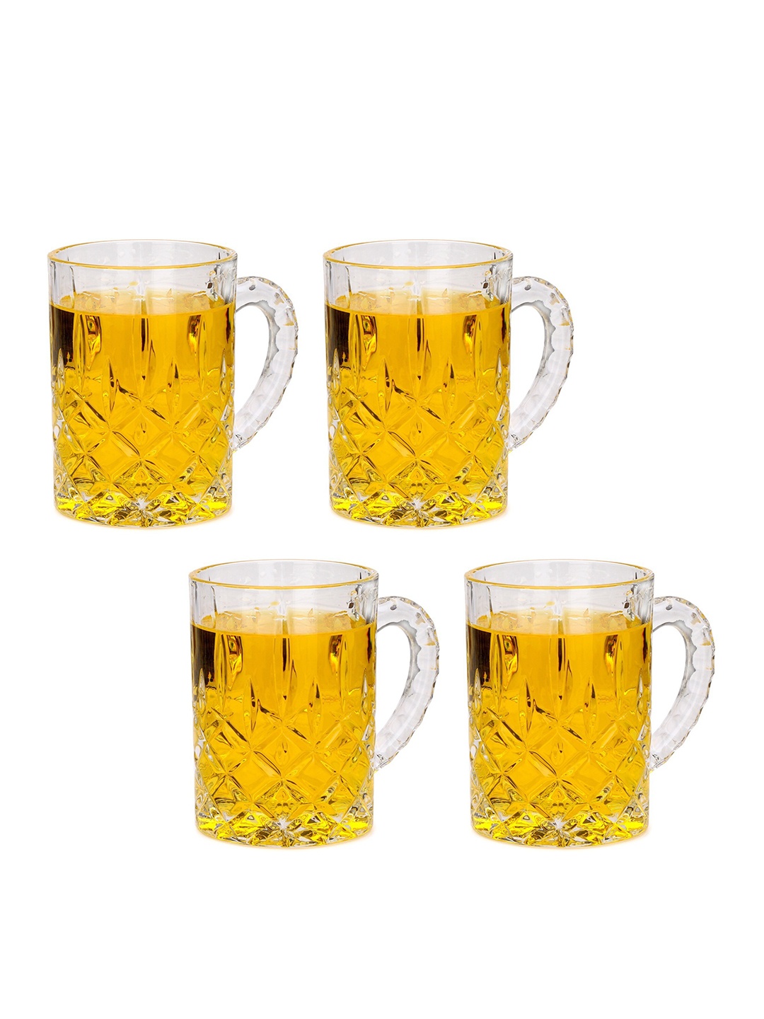 

1ST TIME Transparent 4Pcs Textured Glass Dishwasher Safe Beer Glasses 450 ml Each
