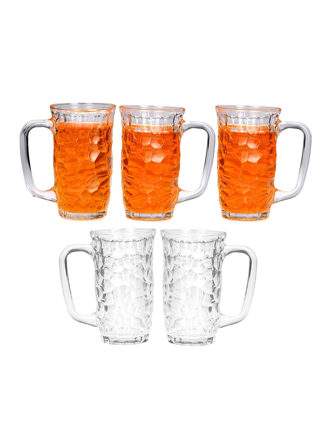

1ST TIME Transparent 5 Pieces Textured Dishwasher Safe Juice Glasses 450 ml Each