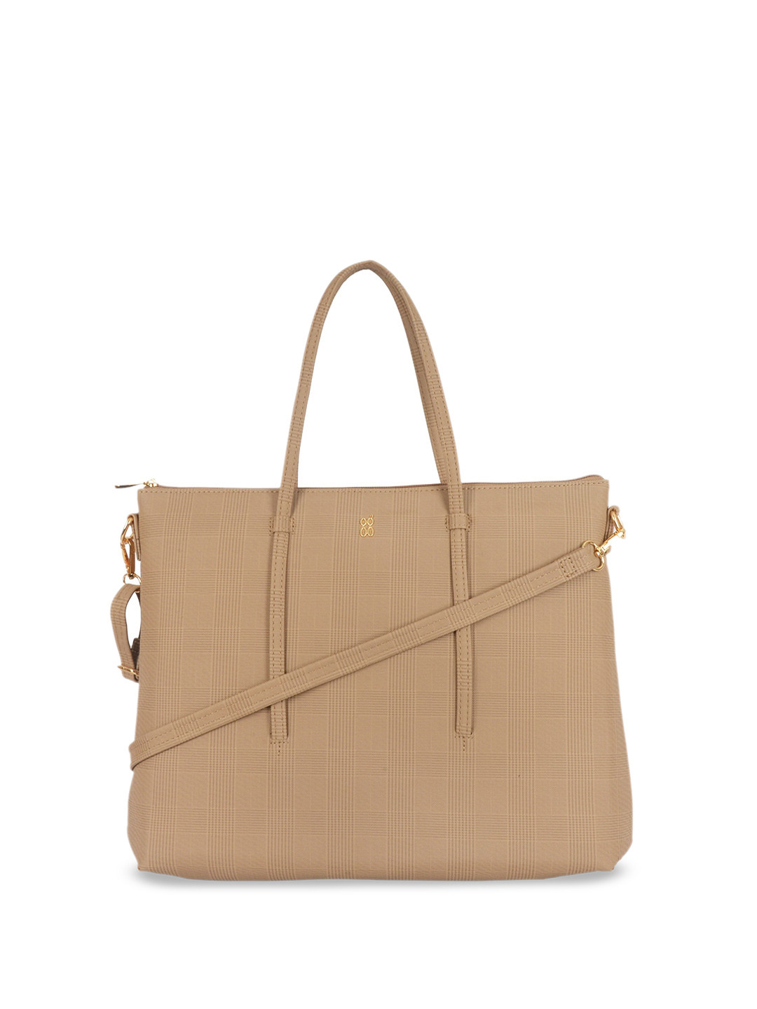 

Baggit Checked Structured Handheld Bag, Beige