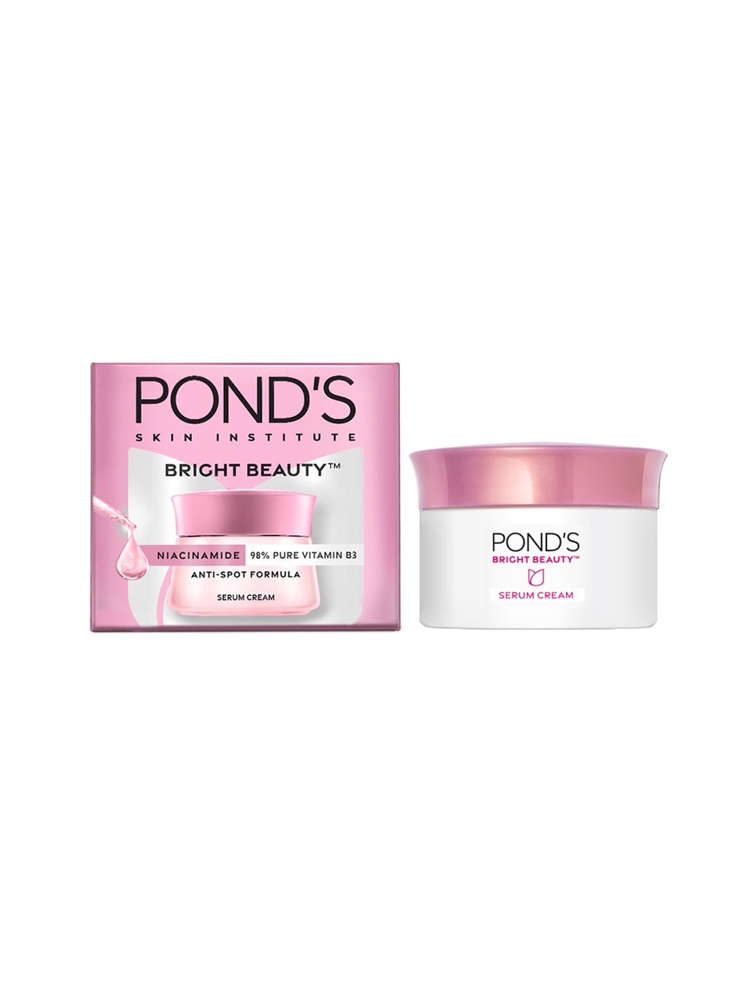 

Ponds Bright Beauty Anti-Spot Serum Cream with Niacinamide for Dark Spots - 24 g, Pink