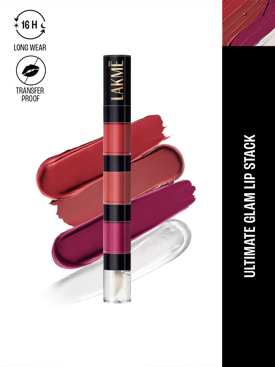 

Lakme Ultimate Glam 4 in 1 Lip Stack 4ml - Pink Vibe Only, Magenta