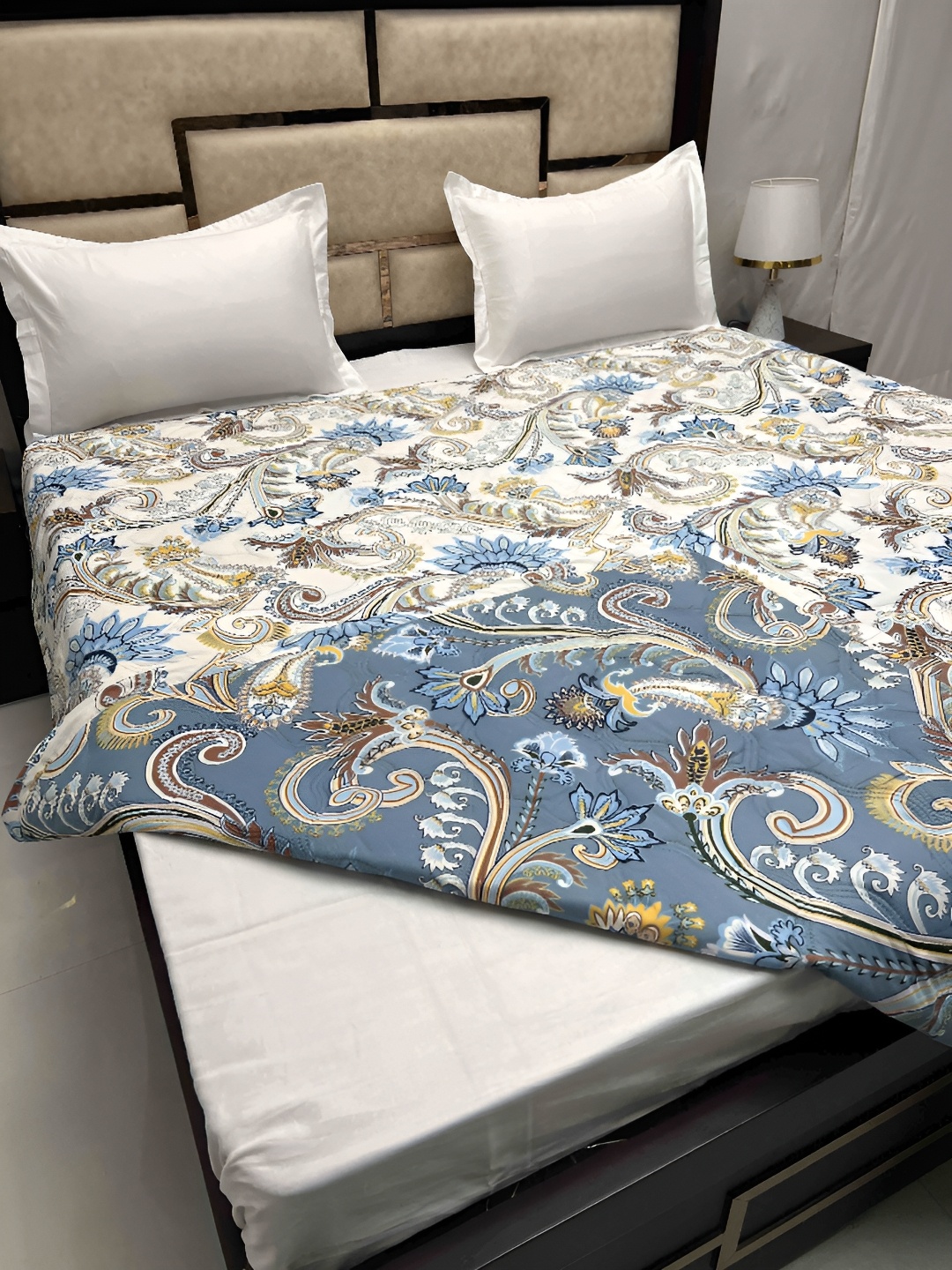 

Pure Decor Blue & Mustard Ethnic Motifs AC Room Double Bed Comforter